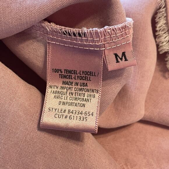 Bella Dahl Tencel Lyocell Button Shirt Womens Medium Pink Mineral Frayed Top - Picture 6 of 8
